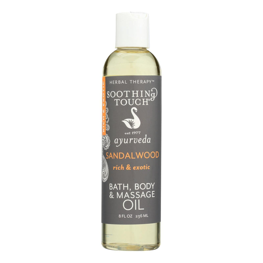 Soothing Touch - bouteille d huile de bain et corps santal, idéale pour la détente et l hydratation.