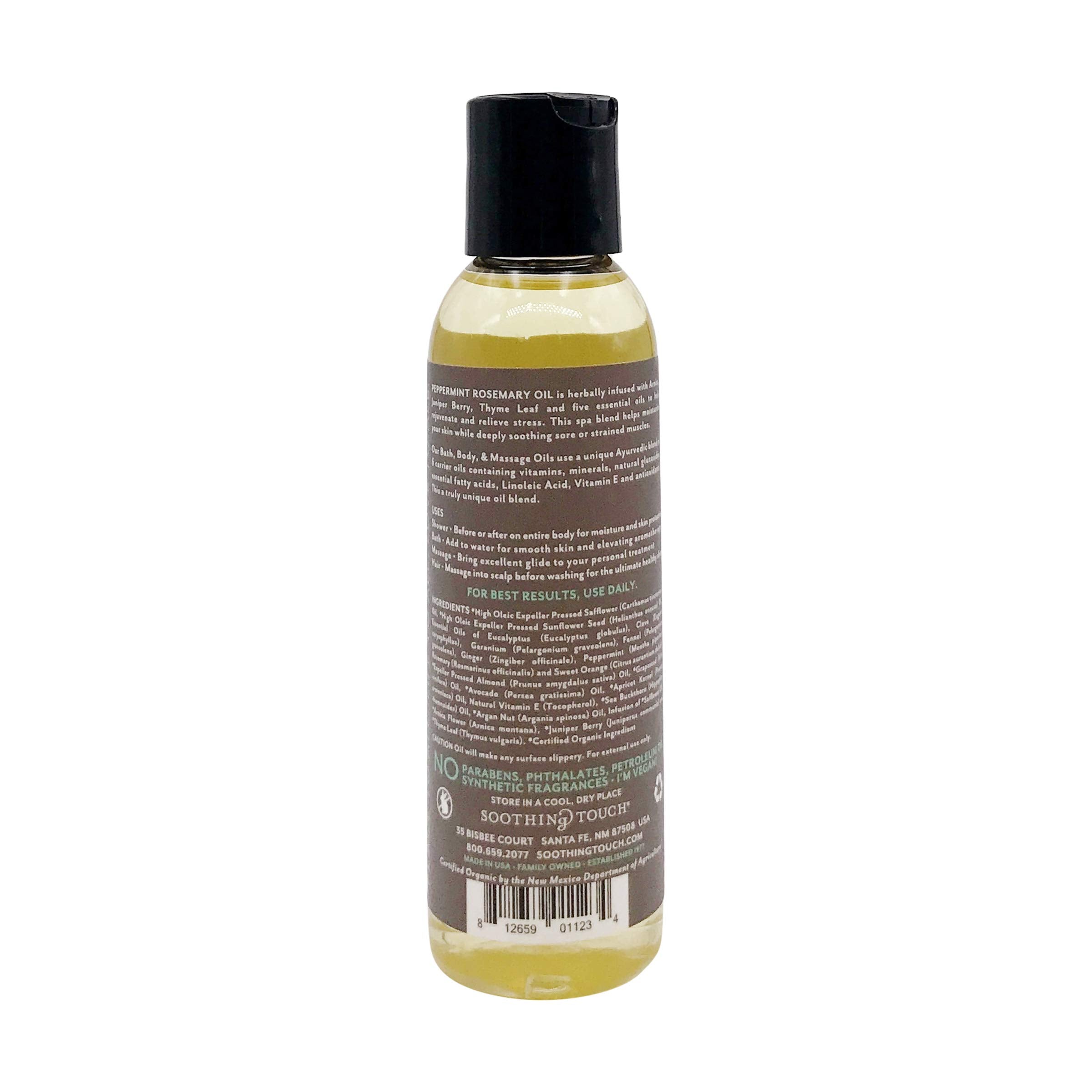 Huile Soothing Touch Menthe Romarin sur peau, application douce et hydratation.