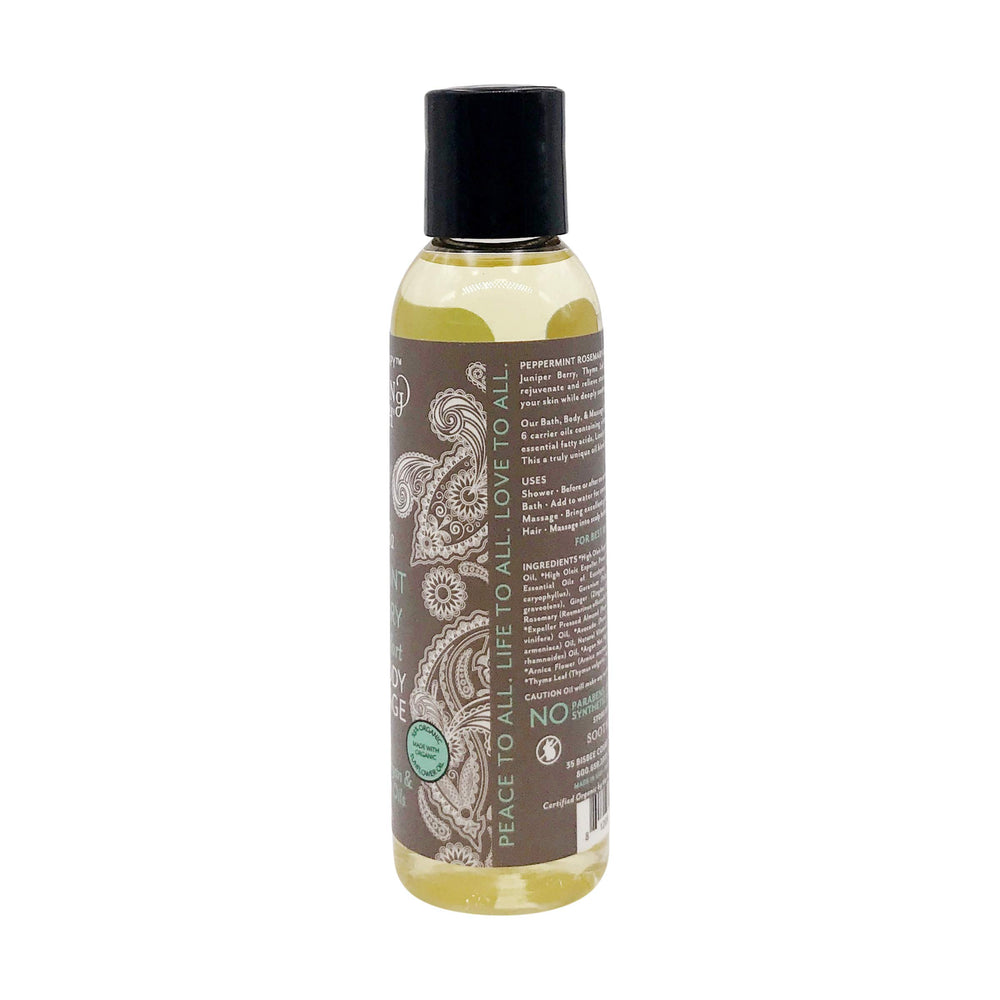 Huile Soothing Touch Menthe Romarin, étiquette, ingrédients naturels et transparence.