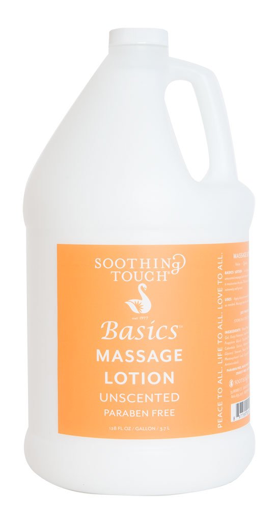 Lotion basique sans parfum Soothing Touch, parfaite pour massages professionnels et spa.