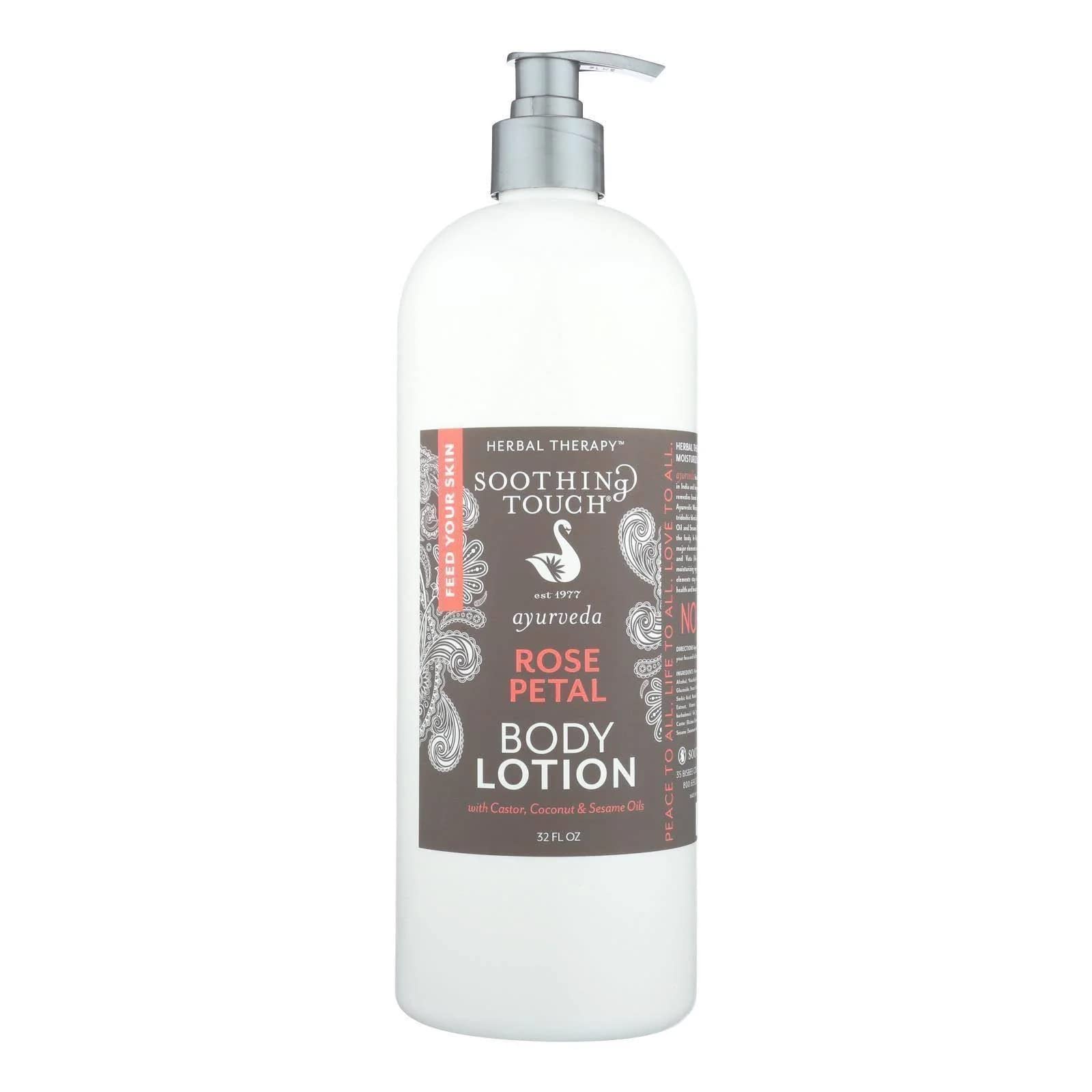 Soothing Touch lotion corps rose petals, bouteille: hydratation durable pour peau sèche.
