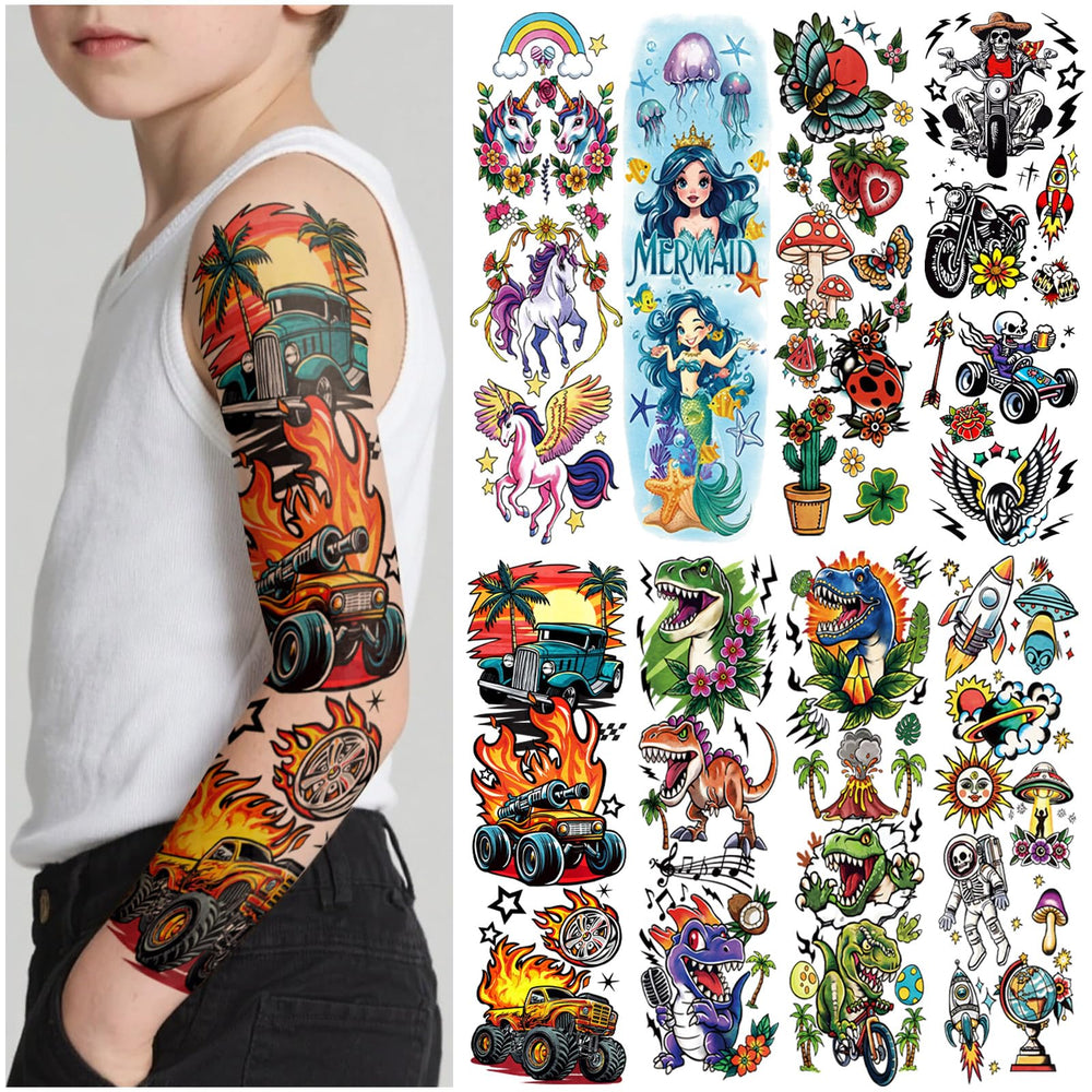 SOOVSY Sirène tatouage temporaire, motif coloré pour fête et jeu imaginatif.