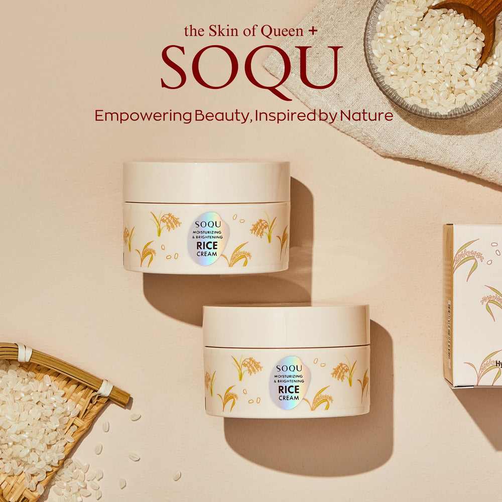 SOQU Crème de riz : texture onctueuse appliquée sur le dos de la main.