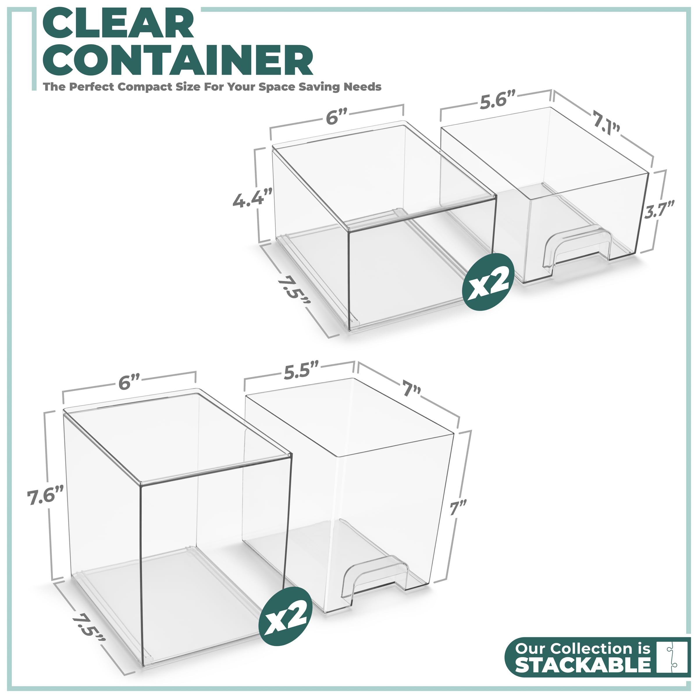 Sorbus bacs transparents en acrylique: design clair et durable.