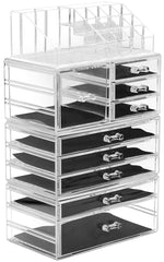 Sorbus grand organisateur maquillage transparent avec plateau supérieur pour un accès rapide.