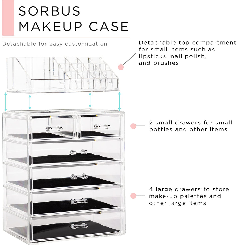 Sorbus tiroirs grands et petits pour accéder rapidement rouges à lèvres et accessoires