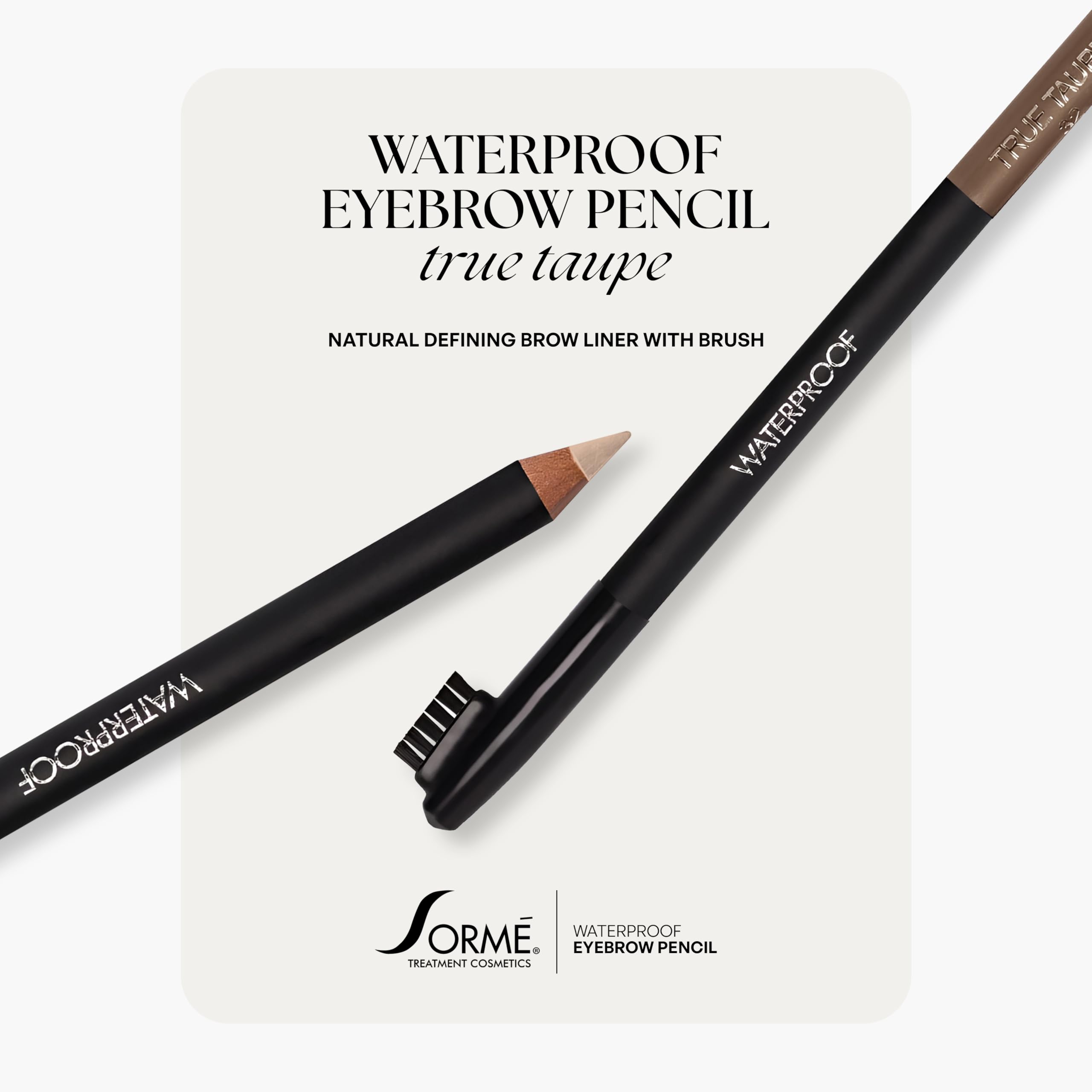 Application précise du crayon Sorme sur sourcils blond clair pour une couleur longue tenue.