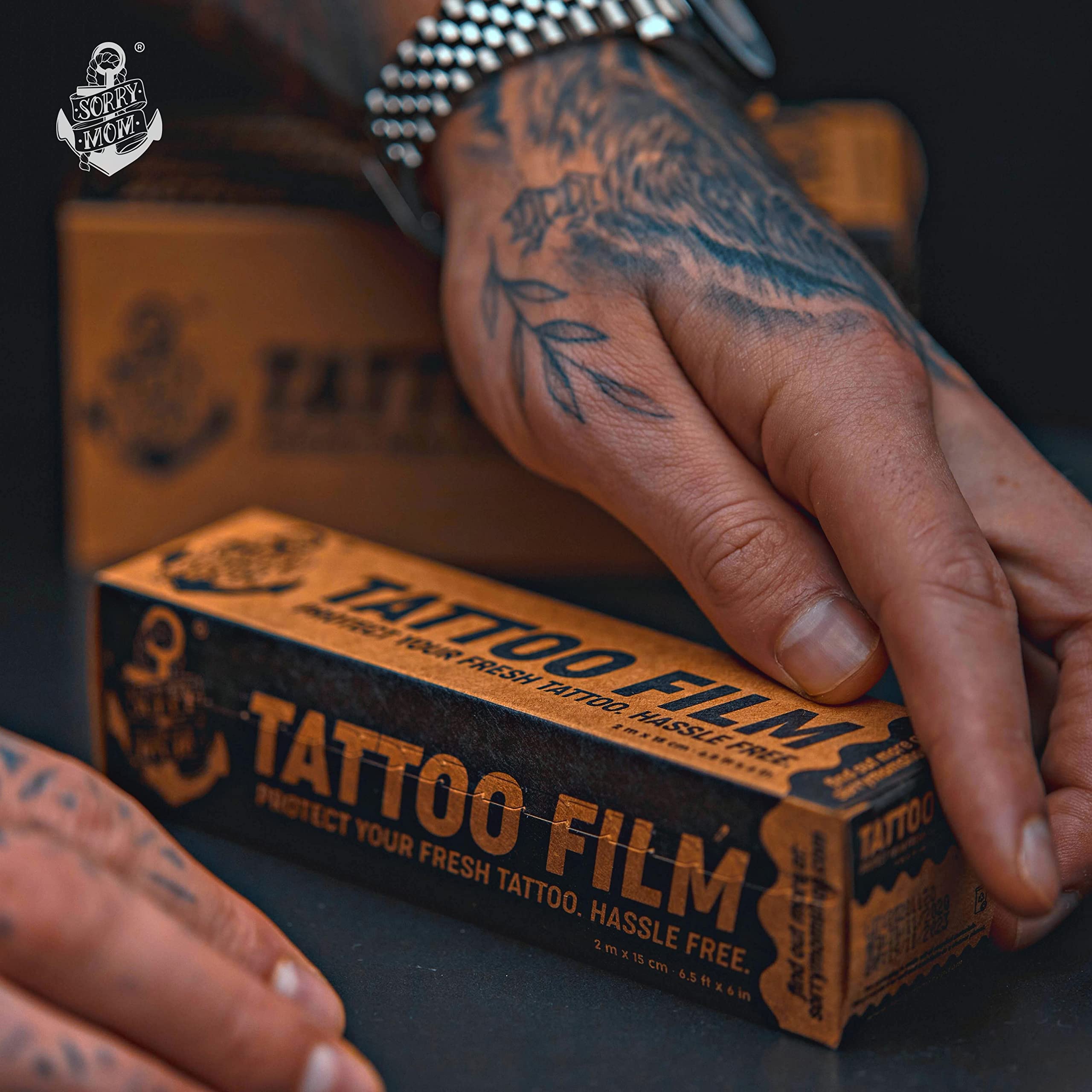 Sorry Mom film-protection-tatouage-durable offre une protection durable et prolonge la propreté de l'encre.