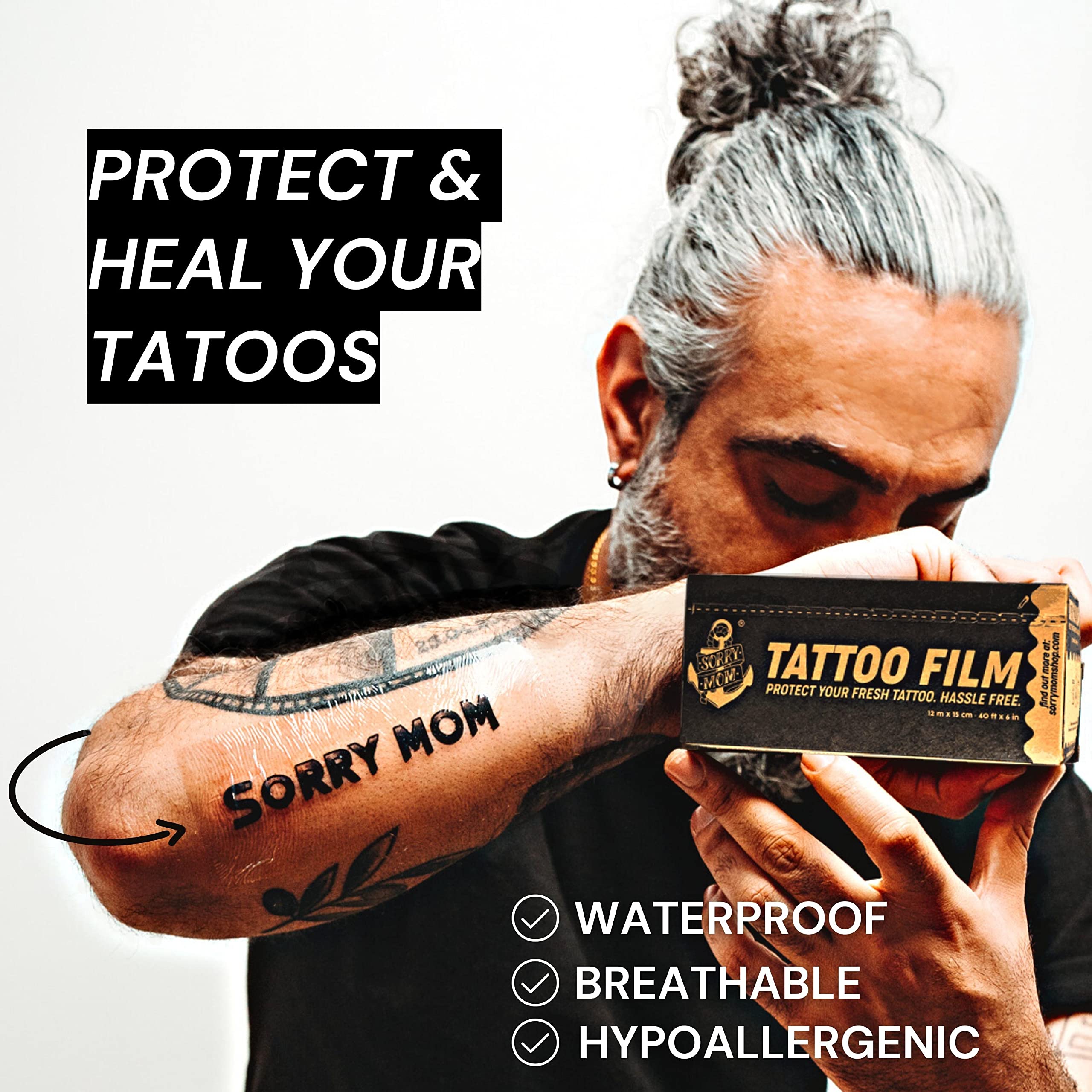 Pansement Sorry Mom film tatouage étanche idéal pour la douche.