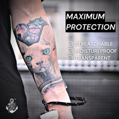 Film tatouage Sorry Mom elastique offrant une couverture flexible.