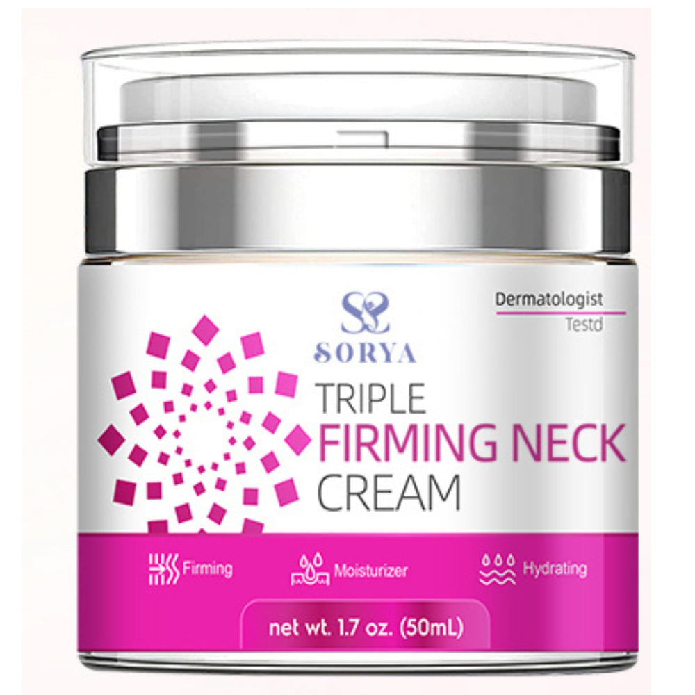 SORYA crème cou et décolleté en flacon pompe, hydratation rapide pour la peau.