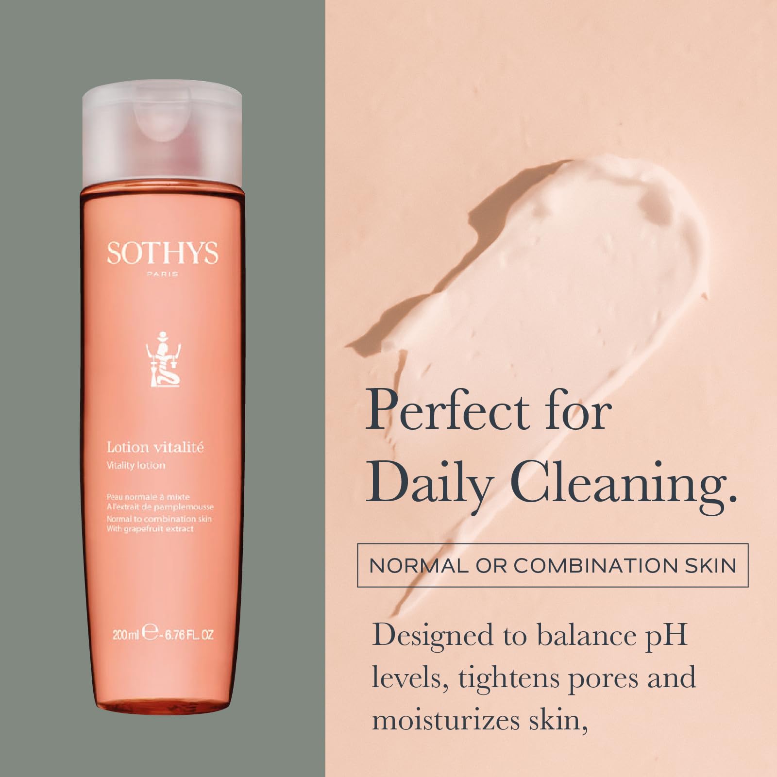 SOTHYS Vitalité Lotion: disque coton-visage, application douce pour tonifier.