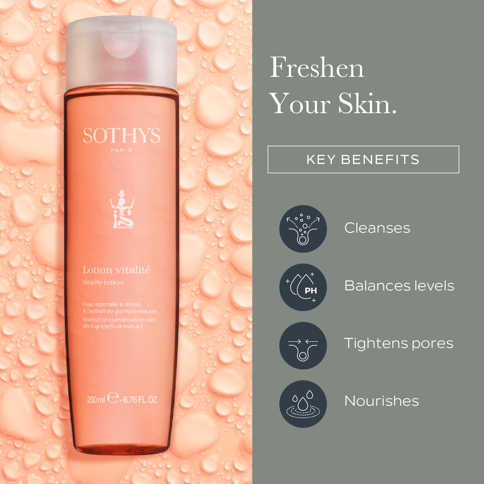 SOTHYS Vitalité Lotion: formule sans alcool adaptée à la routine quotidienne.