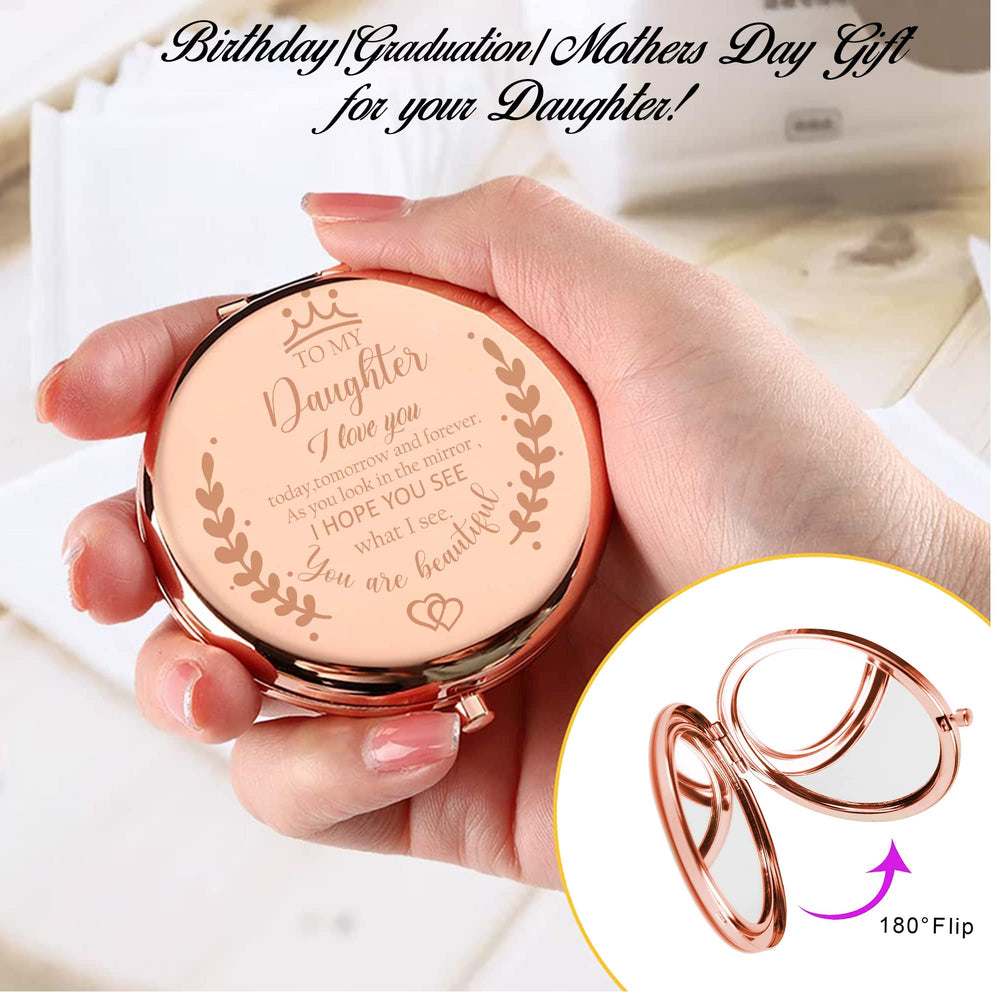 Miroir Soulpetals compact doré avec vue vraie 1x pour reflet naturel.