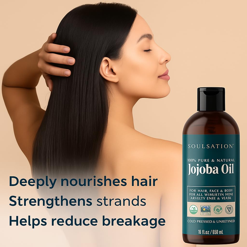 Routine beauté vegan et écoresponsable avec SOULSATION huile jojoba certifiée.