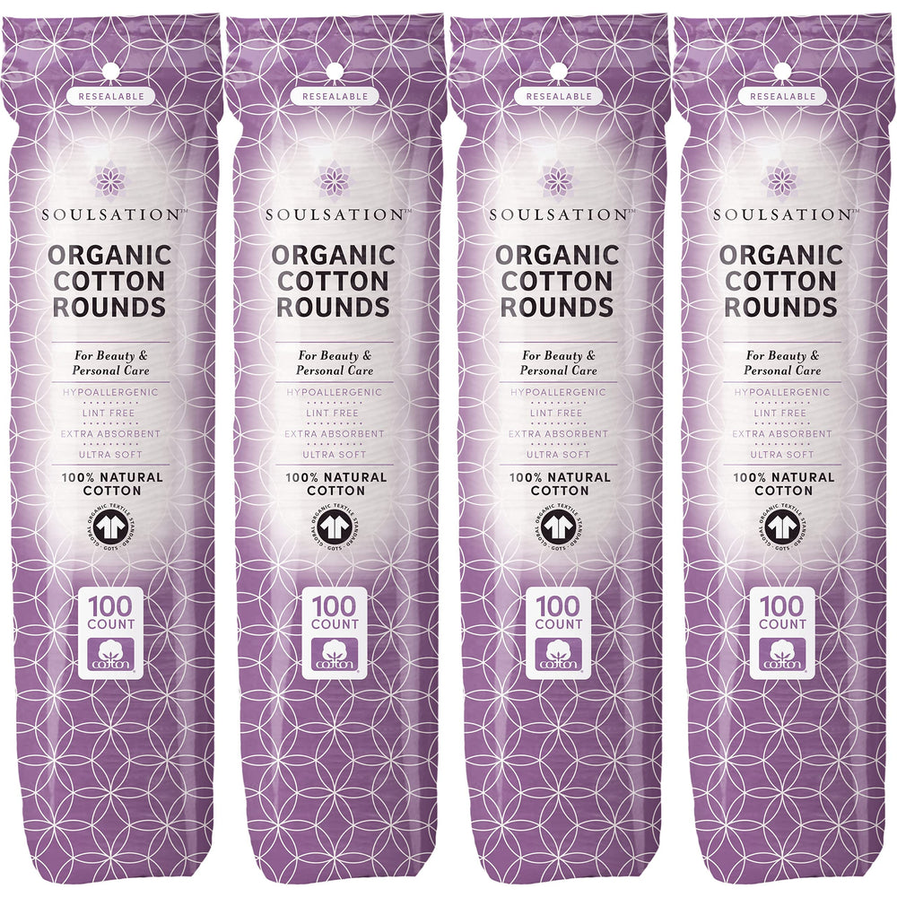 SoulSation disques de coton biologiques 400 pièces, douceur et absorption pour le visage.