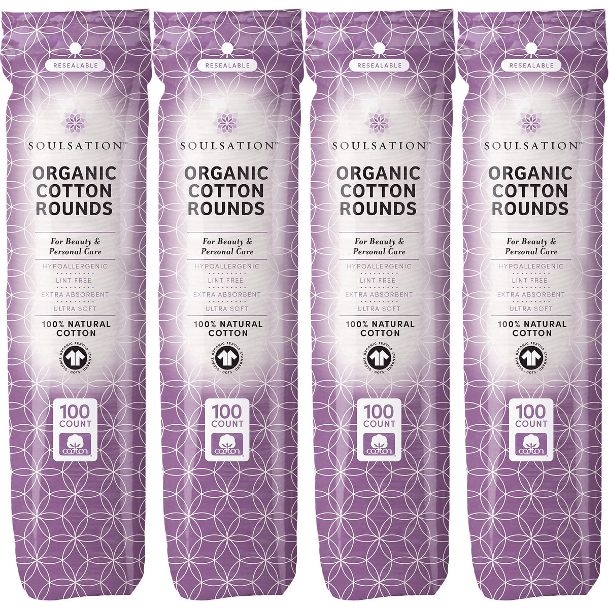 SoulSation disques de coton biologiques 400 pièces, douceur et absorption pour le visage.