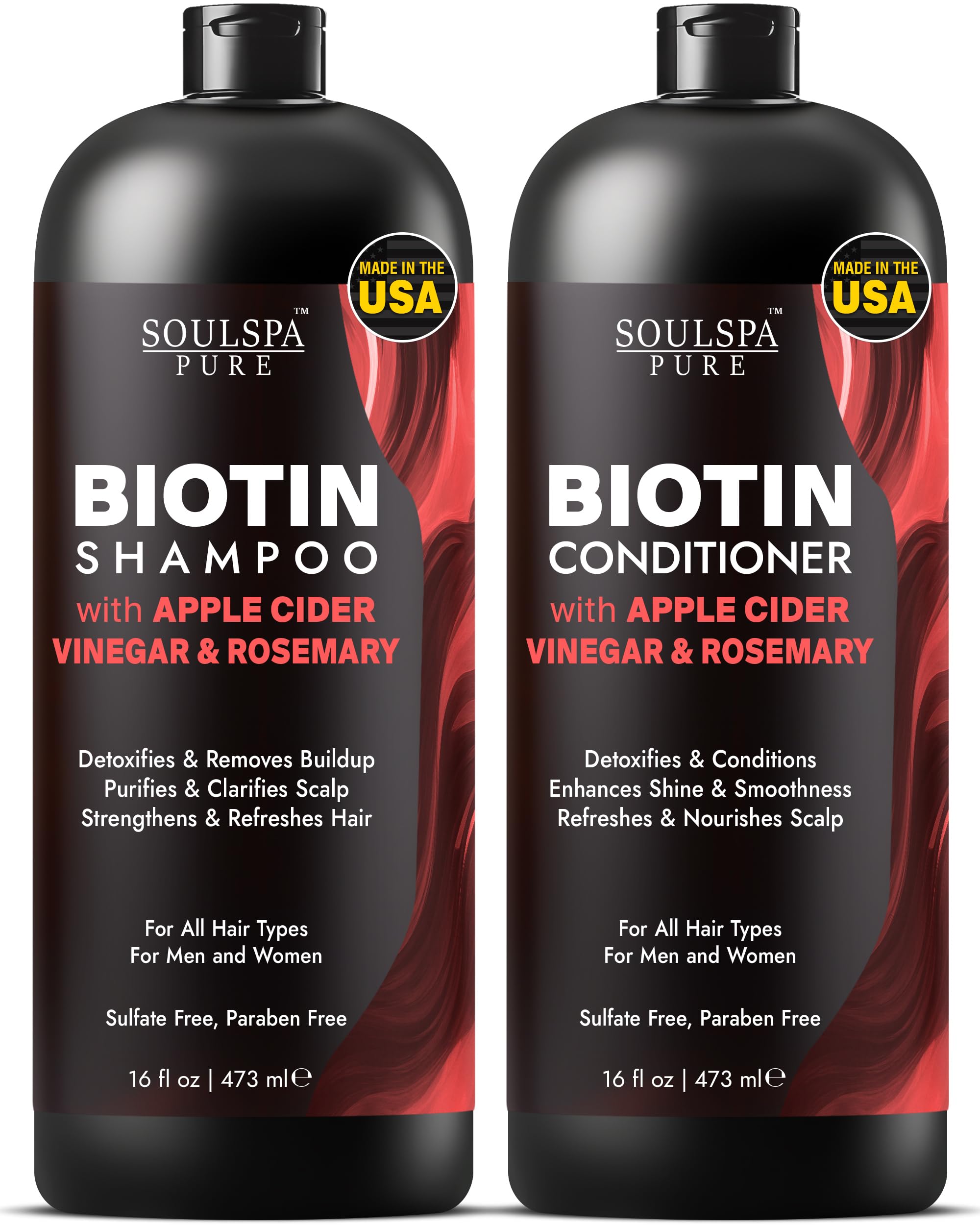 SOULSPA PURE Biotin Shampoo bouteille — nettoyage doux et revitalisant pour les cheveux