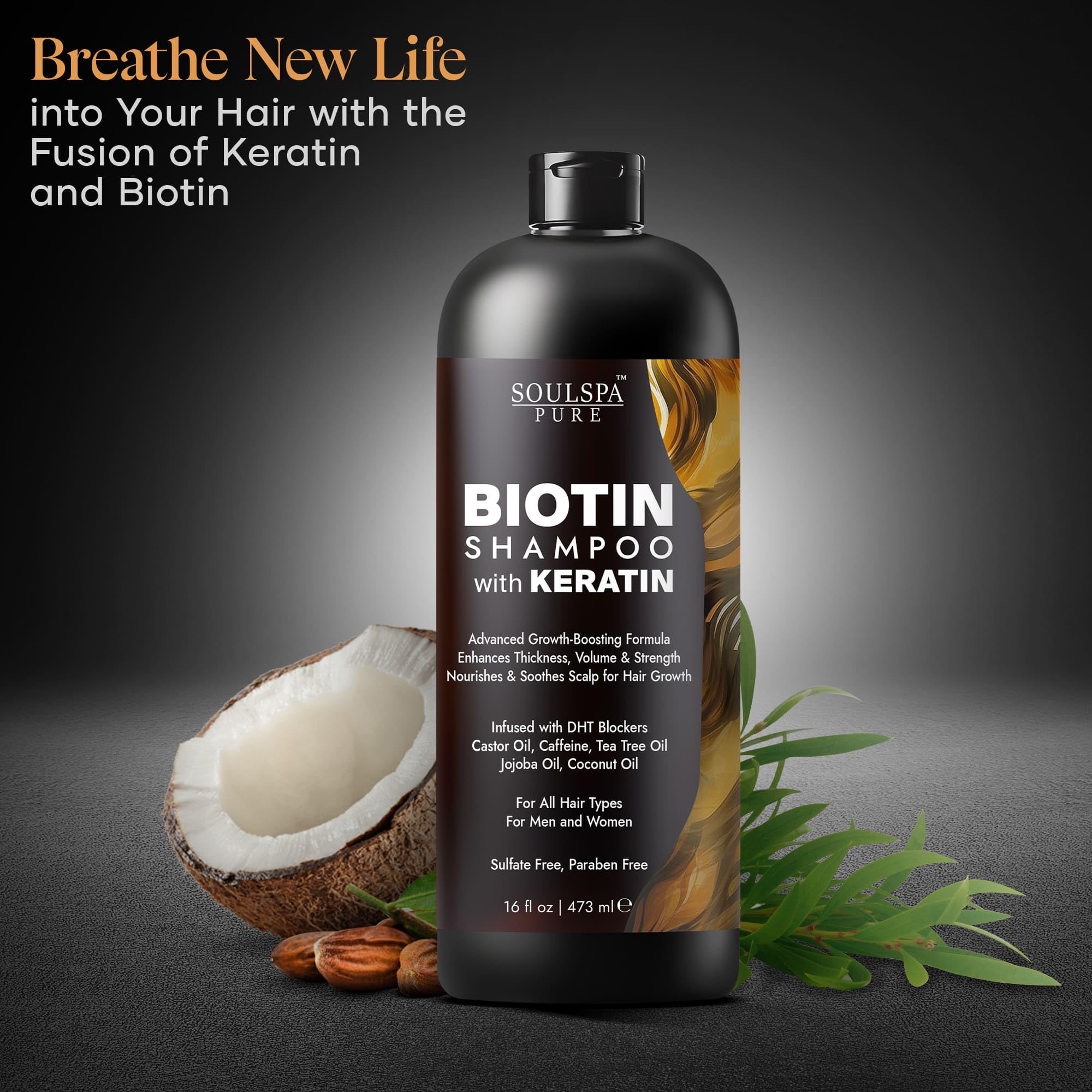 SOULSPA PURE Shampoing nutrition-renforcement-cheveux-bouteille: nutrition efficace pour mèches plus solides.