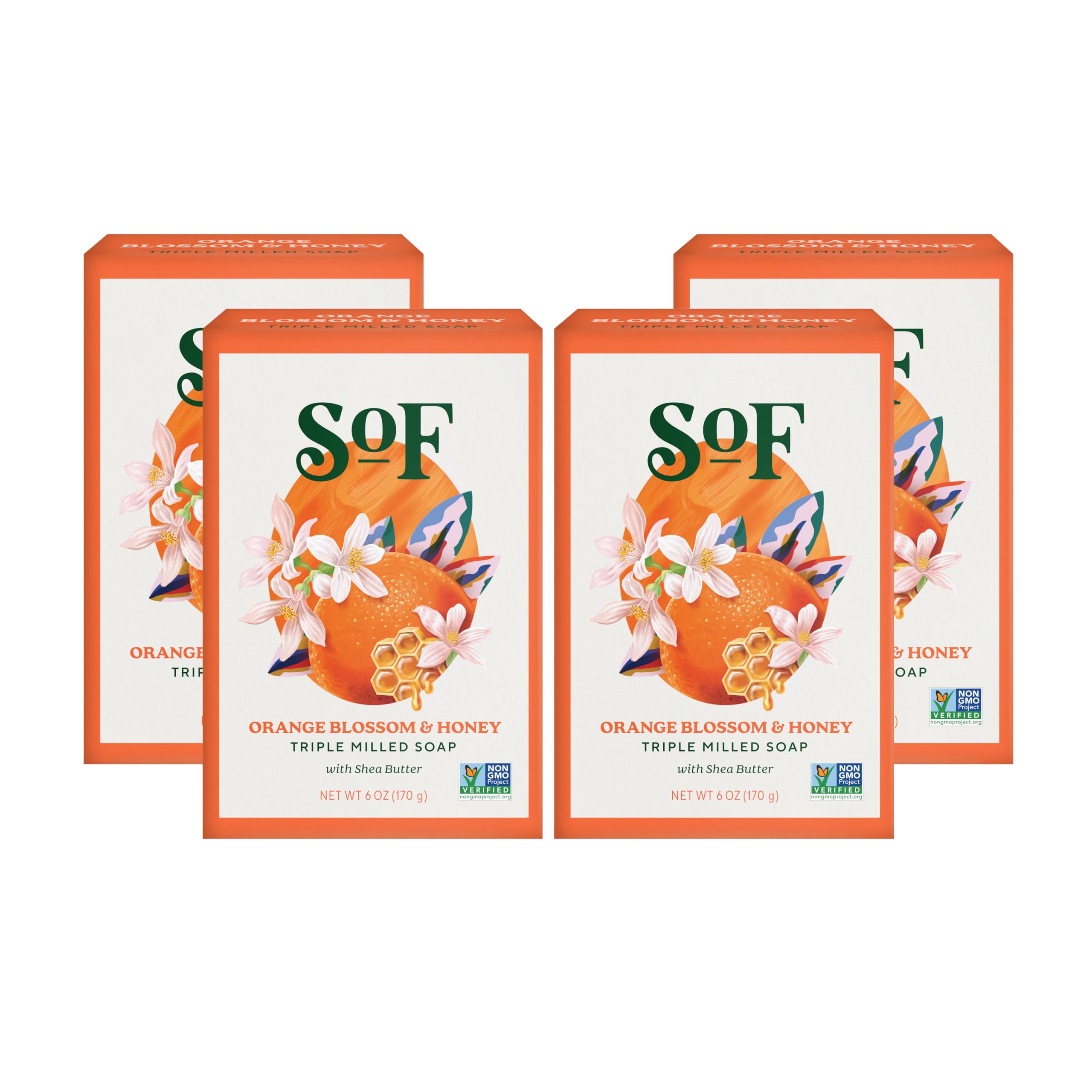 South Of France SoF Orange Blossom Honey bar with uplifting citrus aroma for daily cleansing