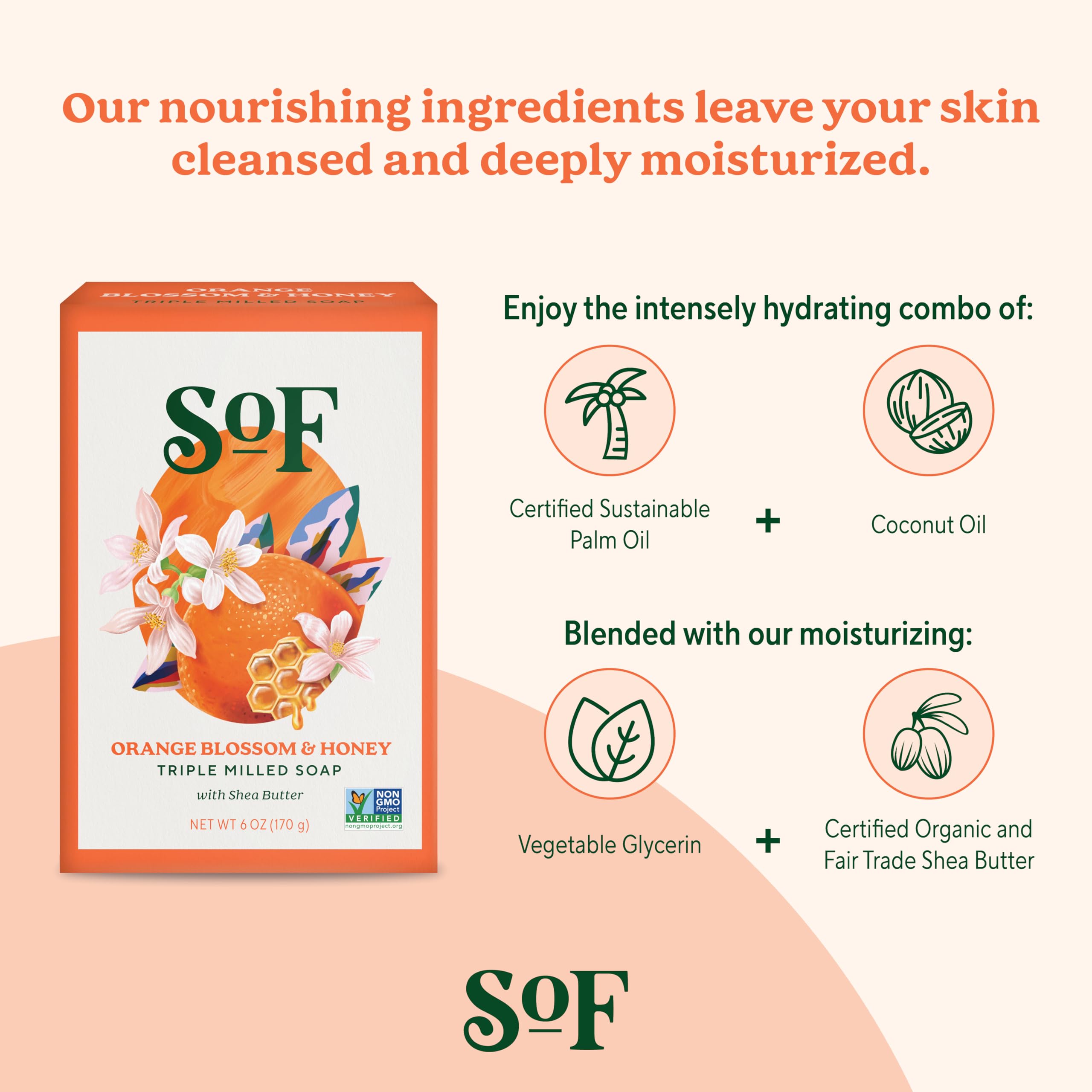 South Of France SoF organic shea butter bar delivering soft, moisturized skin