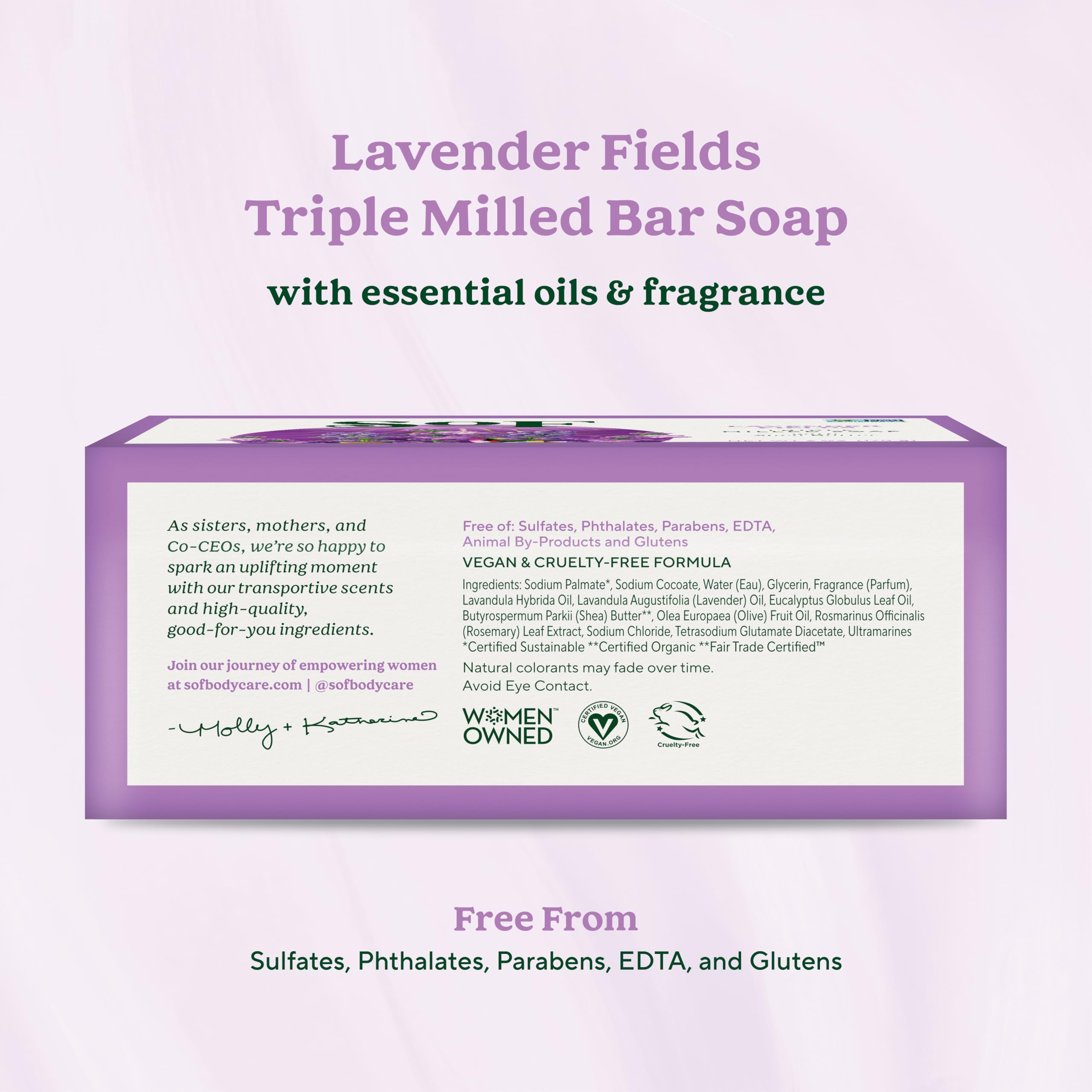 South Of France triple milled bar soap lather provides creamy cleansing and lasting freshness.