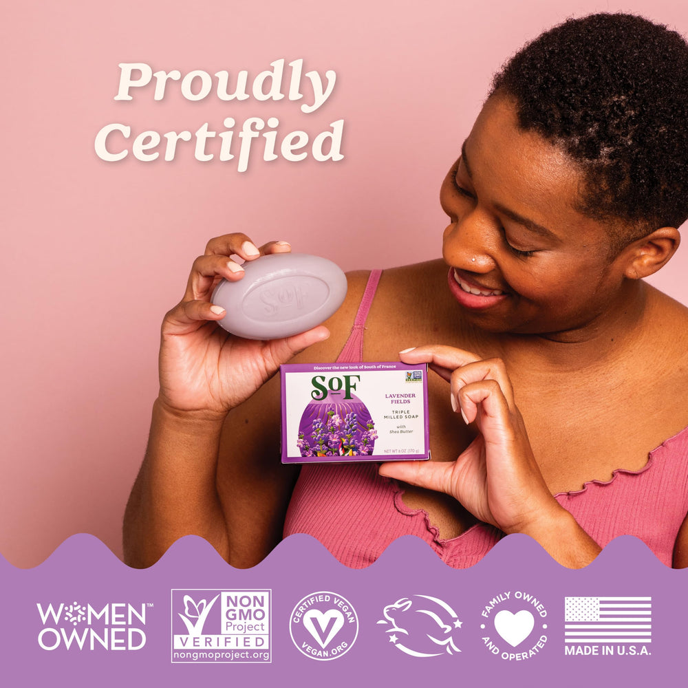 South Of France vegan and non-GMO soap suitable for sensitive skin and eco-conscious routines.