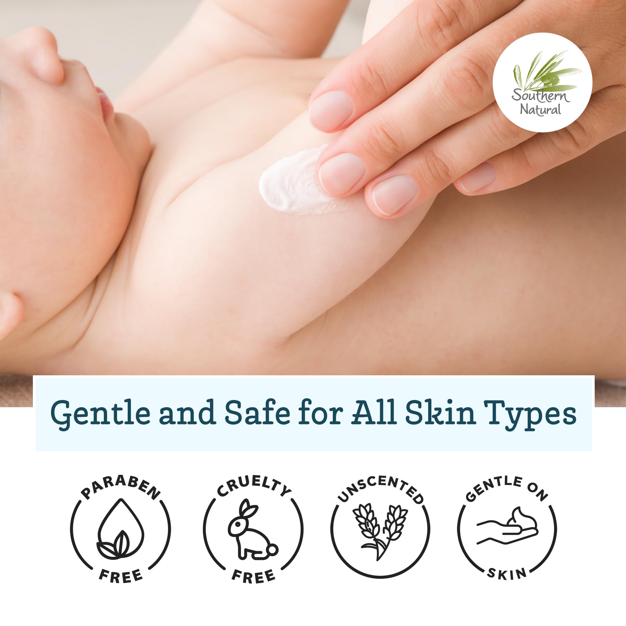 Southern Natural Goat Milk Lotion hand-application demonstrates non-greasy hydration