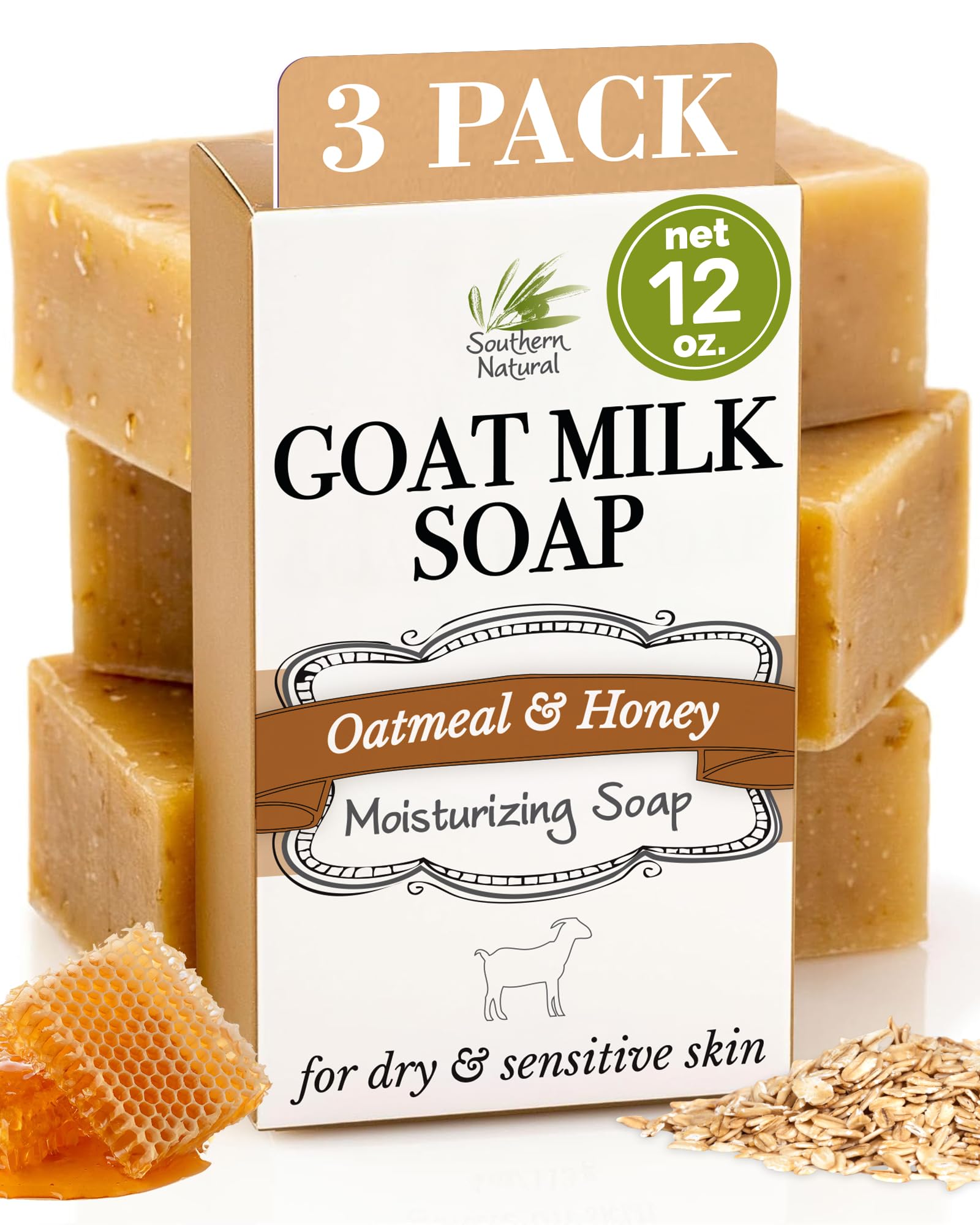 Savon Southern Natural pack 3, vue générale, douceur pour peaux sèches.