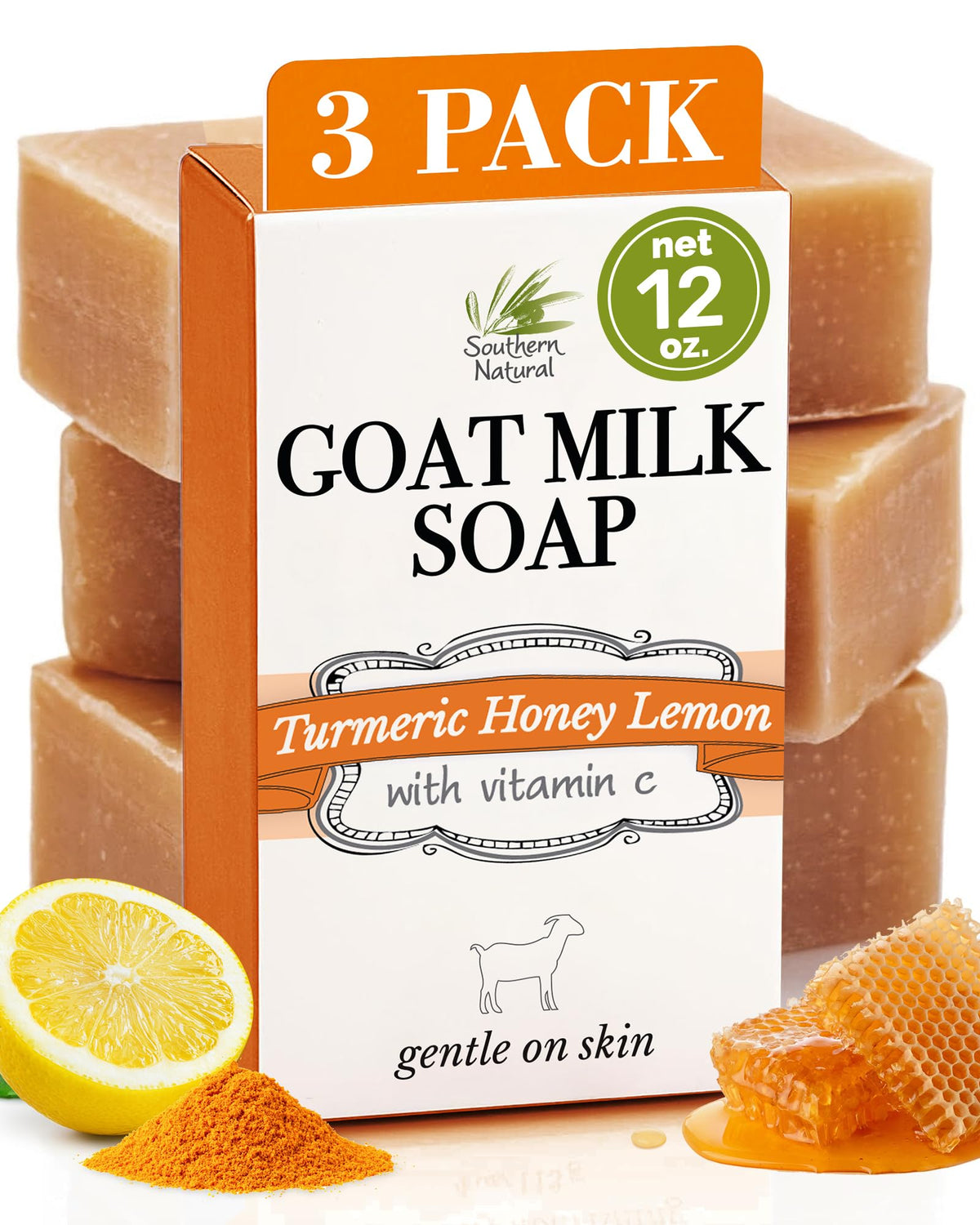 Savon Southern Natural curcuma-miel-citron, hydratation naturelle pour la peau