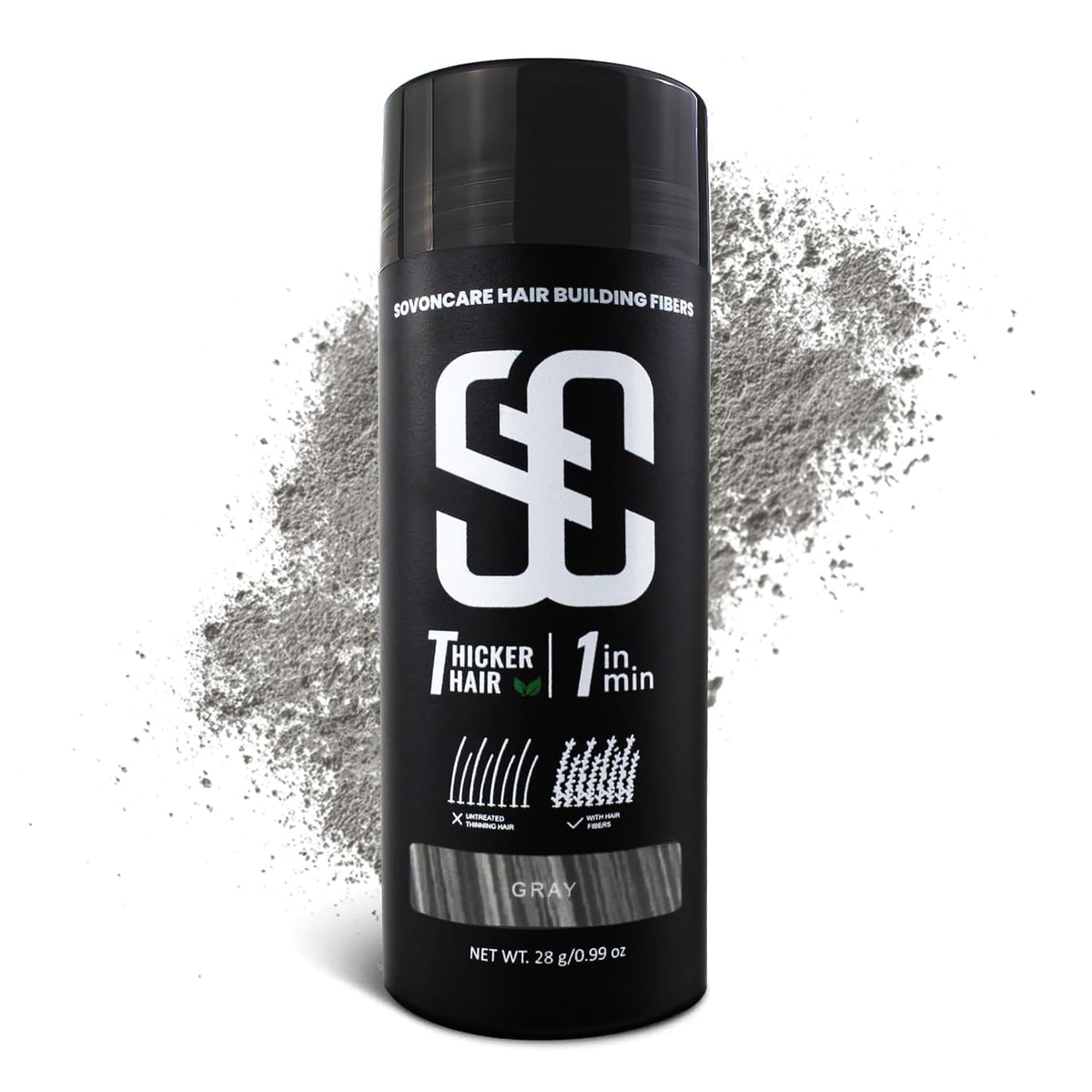 SOVONCARE gris – application rapide sur zones clairsemées, look naturel.