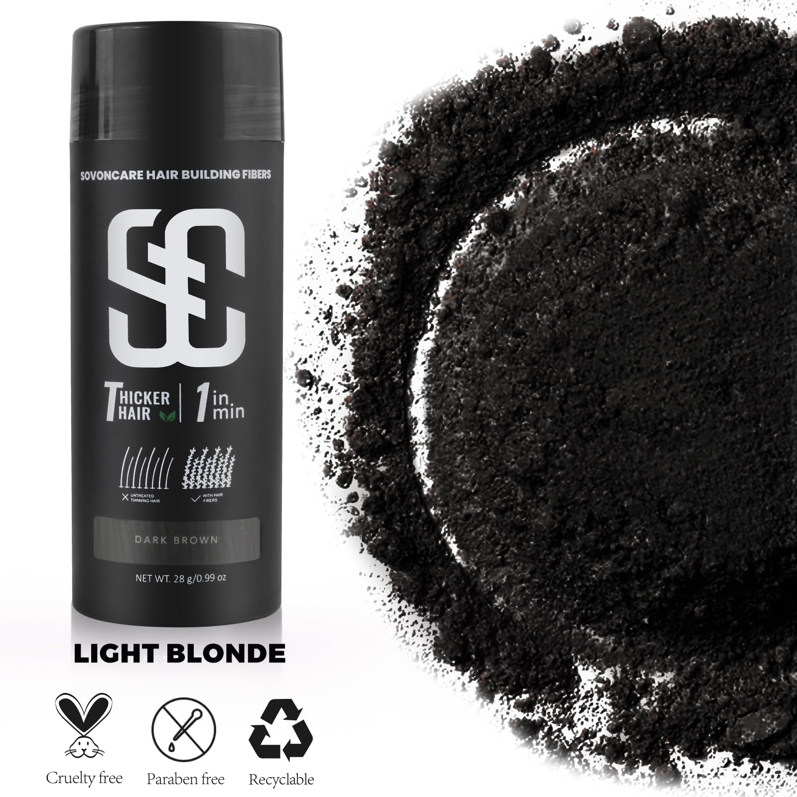 SOVONCARE fibres-cheveux-anti-grumeaux: sans paquets ni accumulation visible.