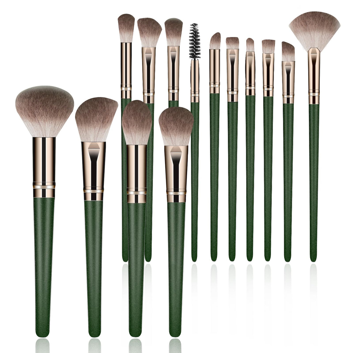 Pinceaux SOYOK, ensemble complet vert, idéal pour un maquillage fluide en voyage.