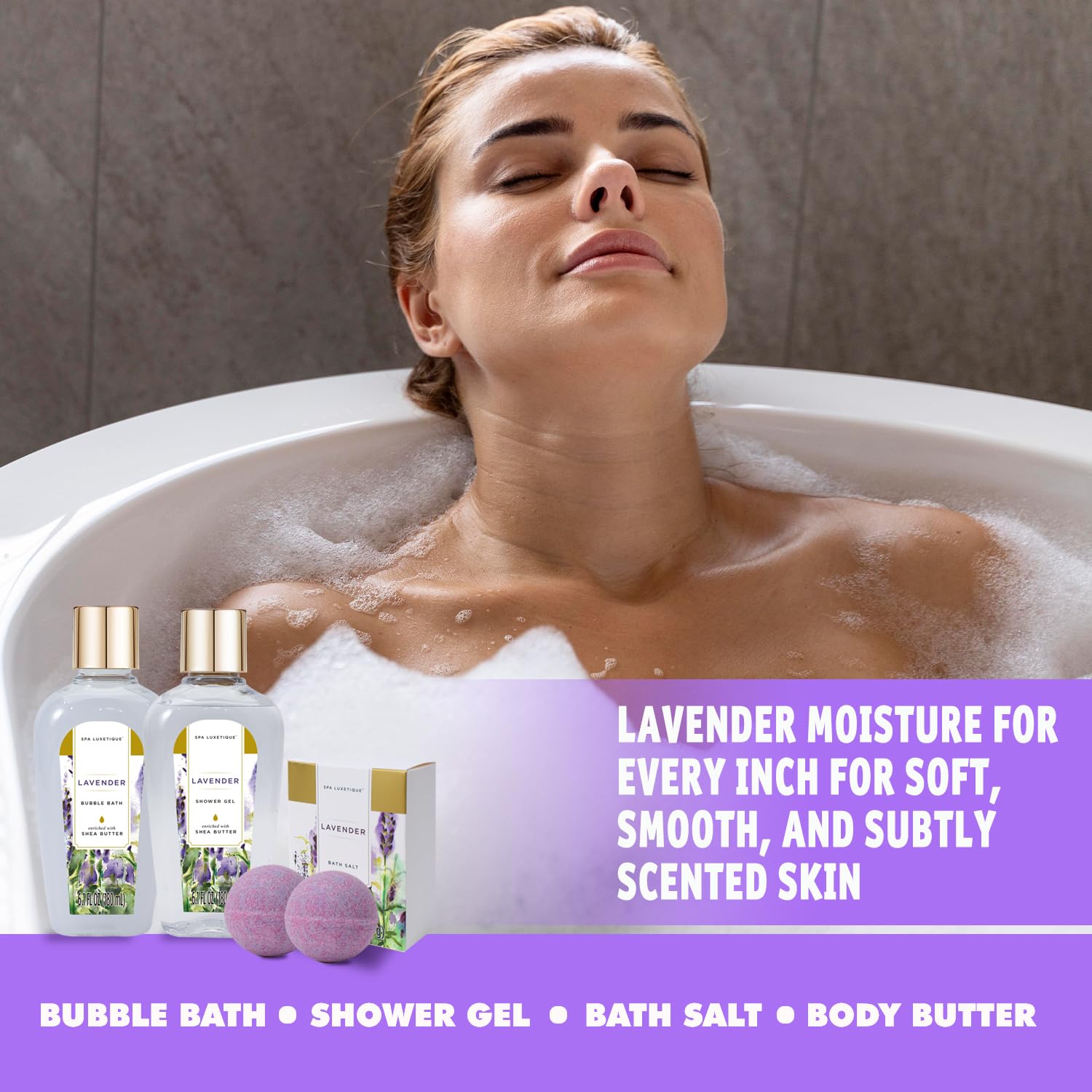 Spa Luxetique beurre corps lavande : peau douce et nourrie.