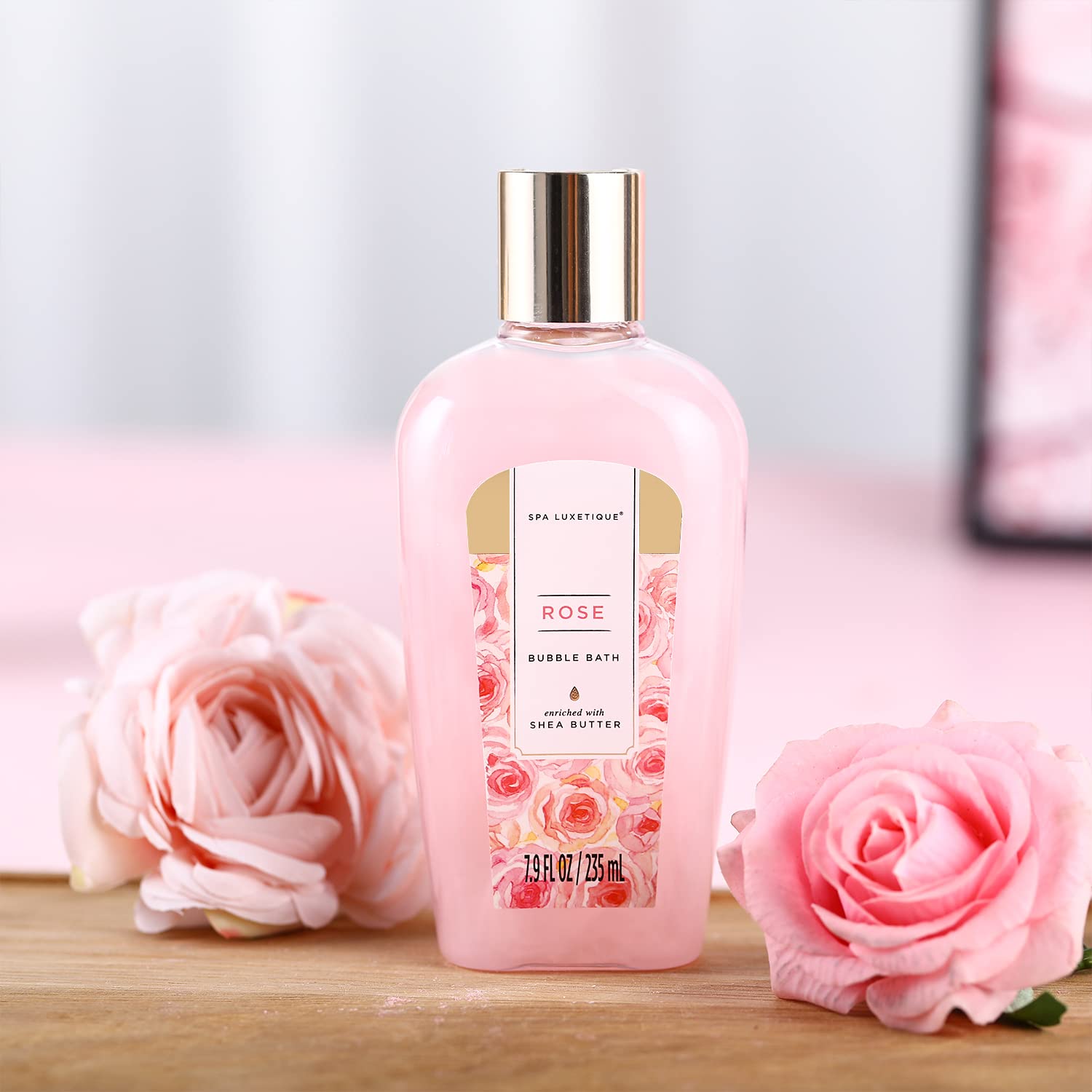 Gel douche Spa Luxetique rose: nettoyage doux et parfum floral.