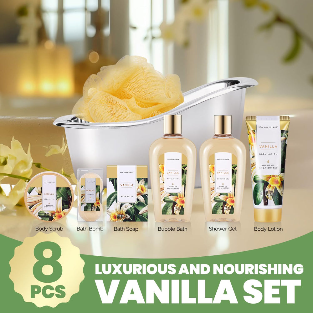 Spa Luxetique gel douche vanille – mousse délicate et parfum équilibré.