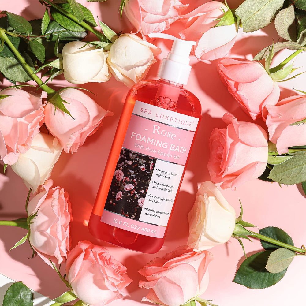 Spa Luxetique – mousse de bain rose, parfum romantique pour un moment posé
