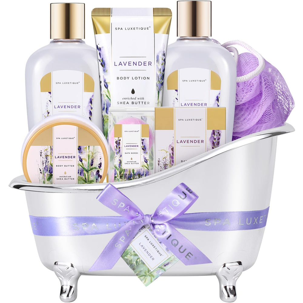 Panier bain Lavande Spa Luxetique, ambiance spa et hydratation luxueuse.