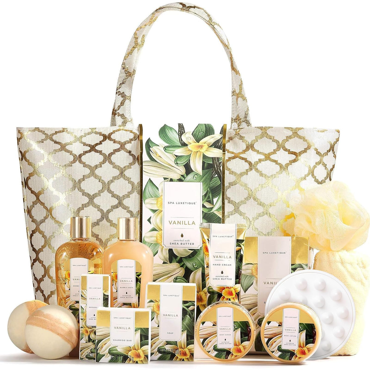 Spa Luxetique: panier cadeau bain vanille prêt à offrir pour la détente