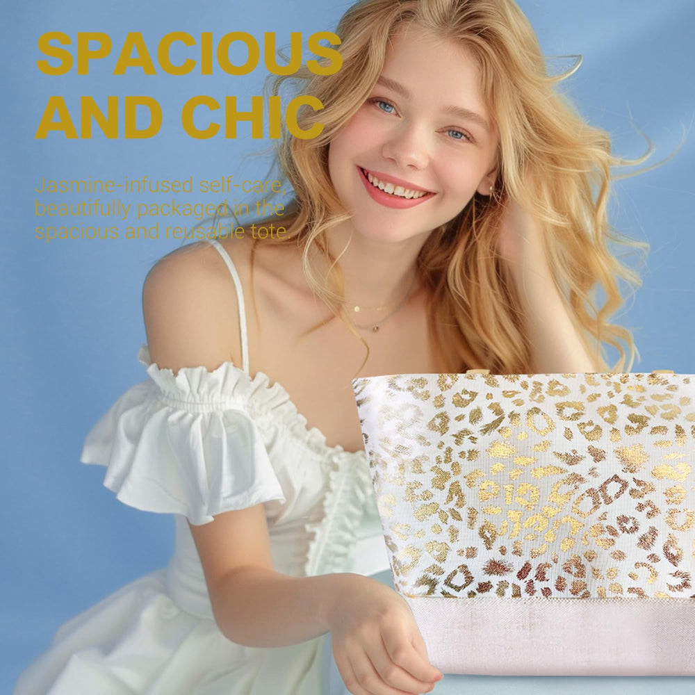 Spa Luxetique — sac cadeau en jute et tissu, rangement pratique.