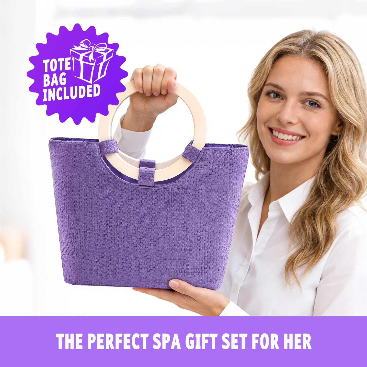 Spa Luxetique sac cadeau tissé : rangement élégant et cadeau complet.