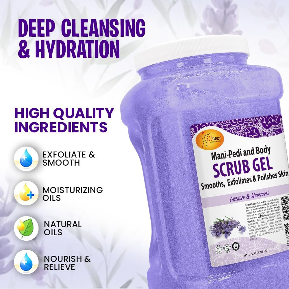 SPA REDI ingrédients hyaluronique et panthenol, gommage nourrissant et hydratant.