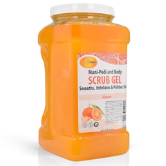 Spa Redi Pédicure Scrub Gel mandarine — bouteille prête à l’emploi, parfum agréable et revitalisant.