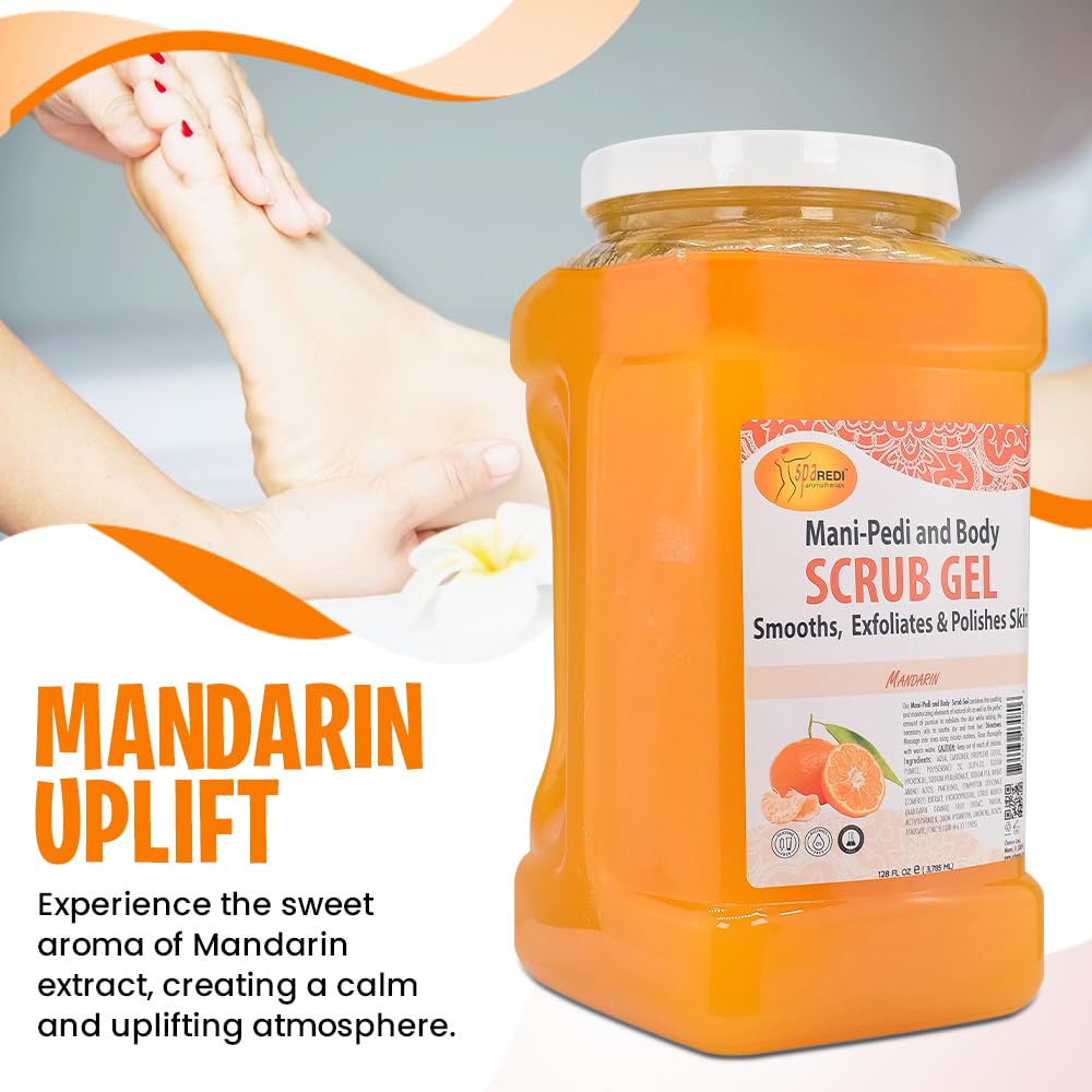 Spa Redi Pédicure Scrub Gel mandarine — offre une routine soins pieds adaptée à toute la famille.