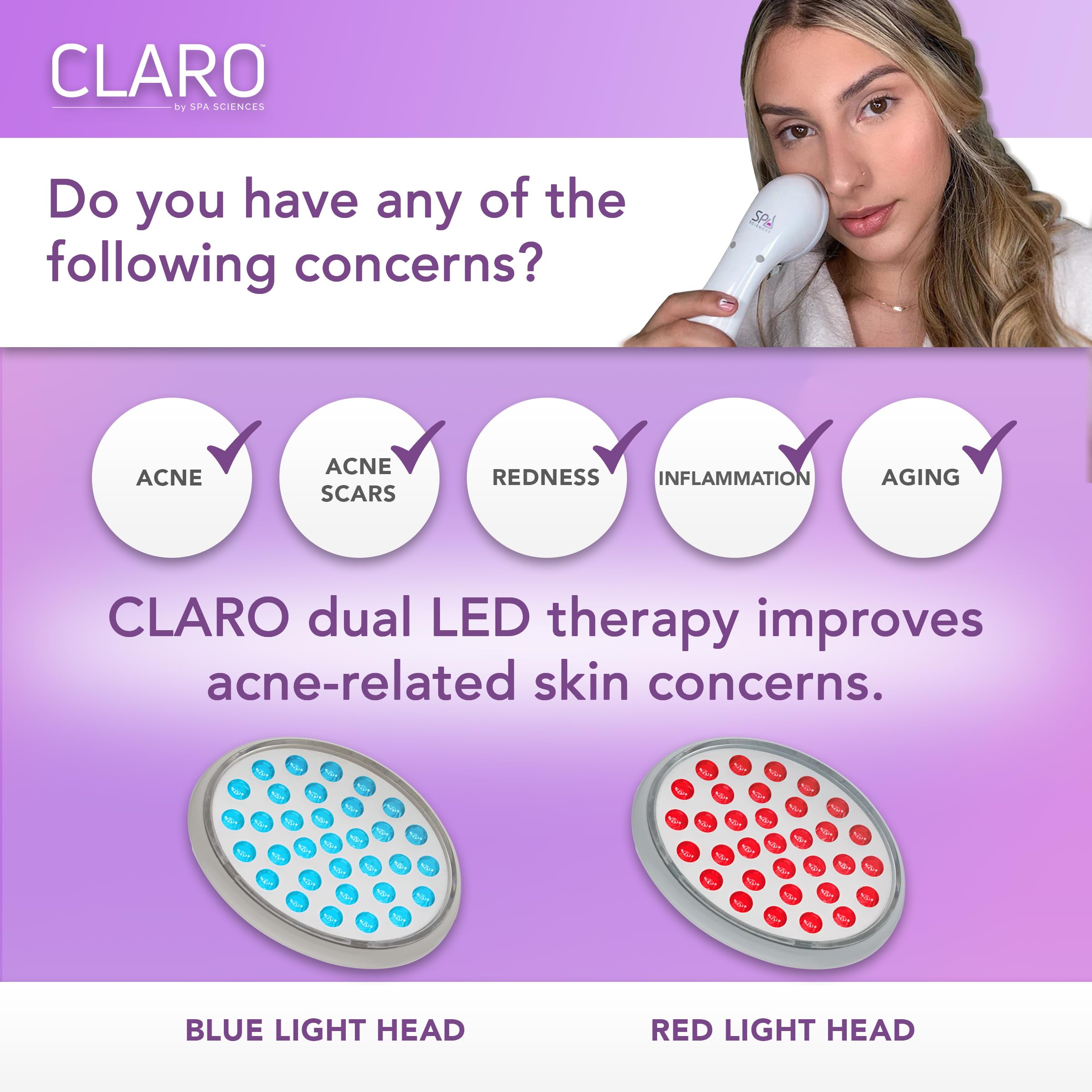Spa Sciences CLARO – utilisateur applique le soin visage avec CLARO.