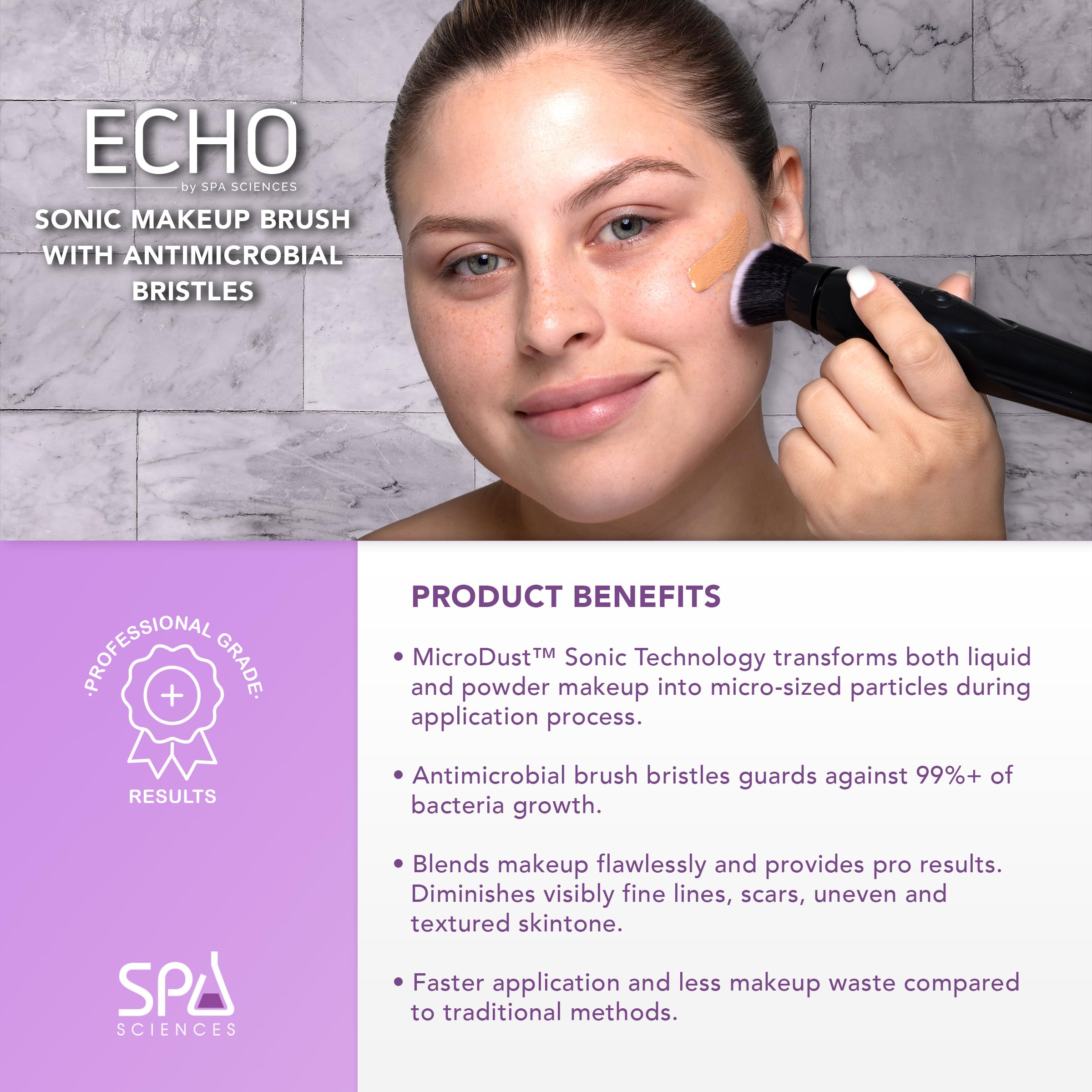 Spa Sciences ECHO – Finition airbrush avec massage intégré pour un look élégant.