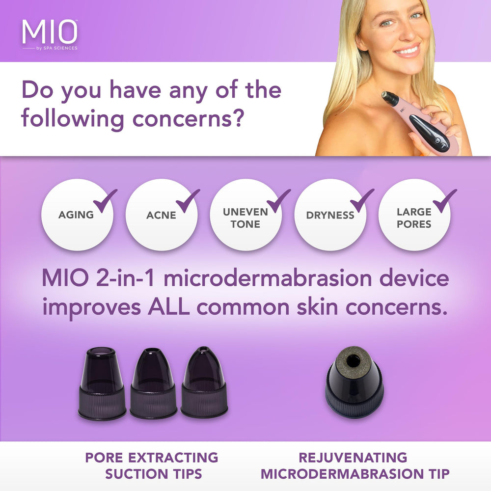Spa Sciences MIO avec embouts d’aspiration variés pour nettoyer les pores.