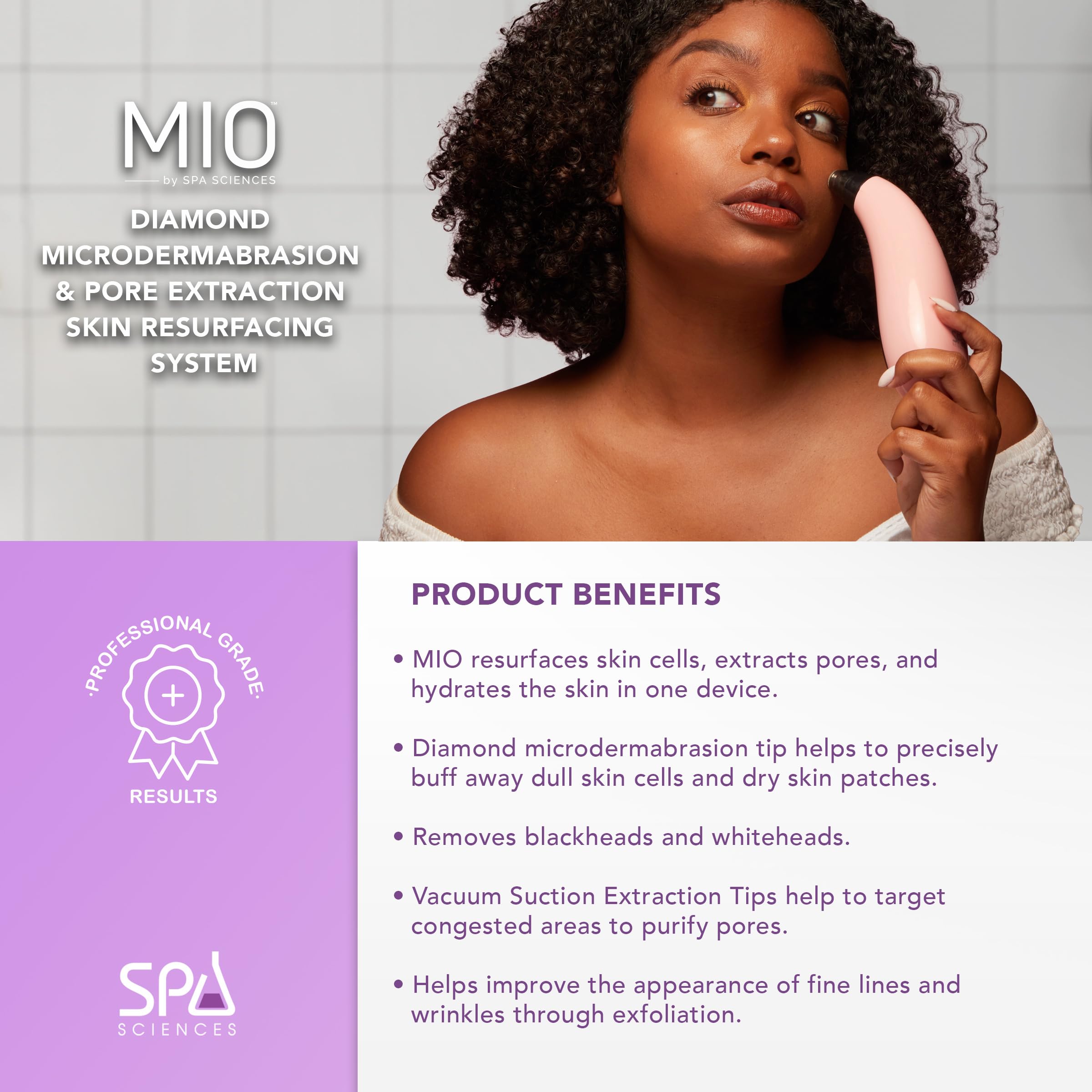 Spa Sciences MIO en action pour extraction des impuretés des pores.