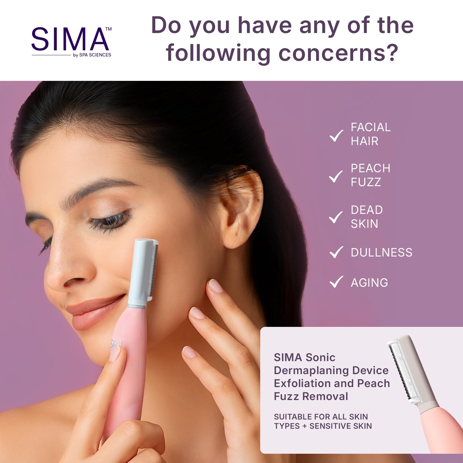 SIMA dermaplaning, peau plus lisse après exfoliation ciblée du visage