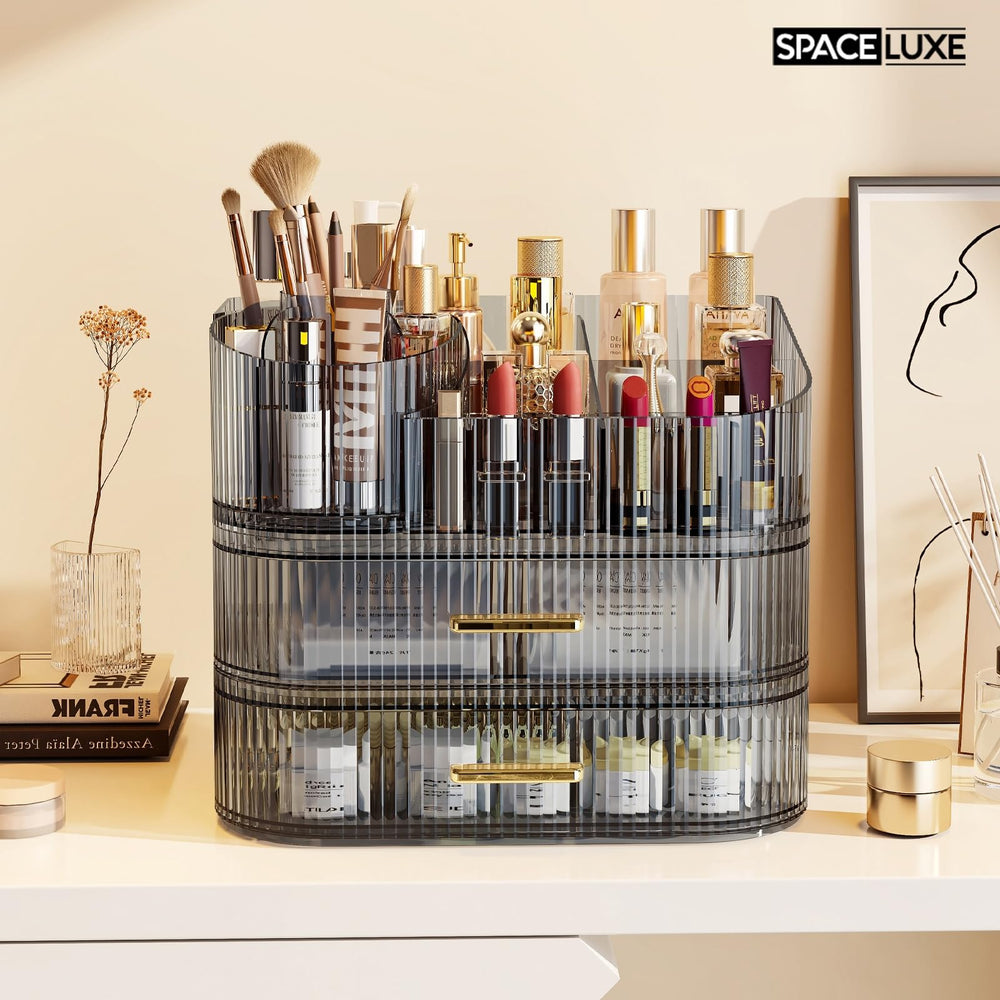 SpaceLuxe Rangement maquillage 3 niveaux: rangement clair pour palettes et soins.